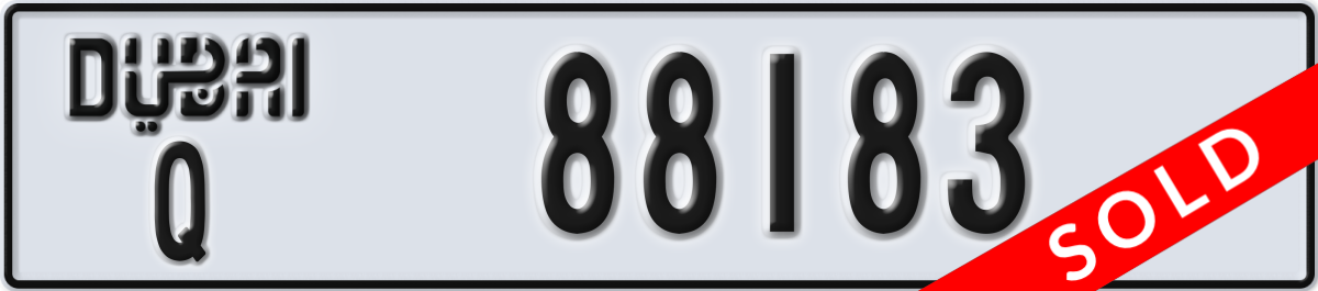 dubai License Plate Number 88183 Code Q