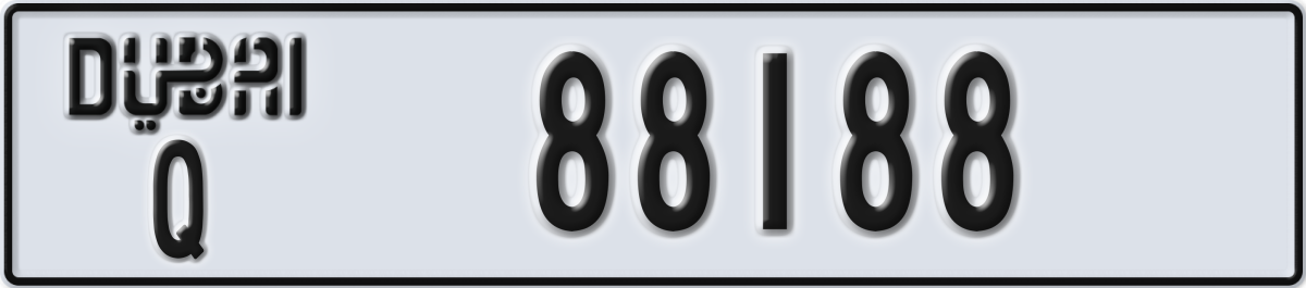 dubai License Plate Number 88188 Code Q