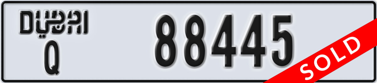 dubai License Plate Number 88445 Code Q