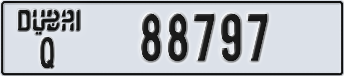 dubai License Plate Number 88797 Code Q