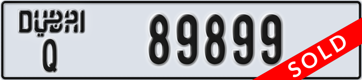 dubai License Plate Number 89899 Code Q