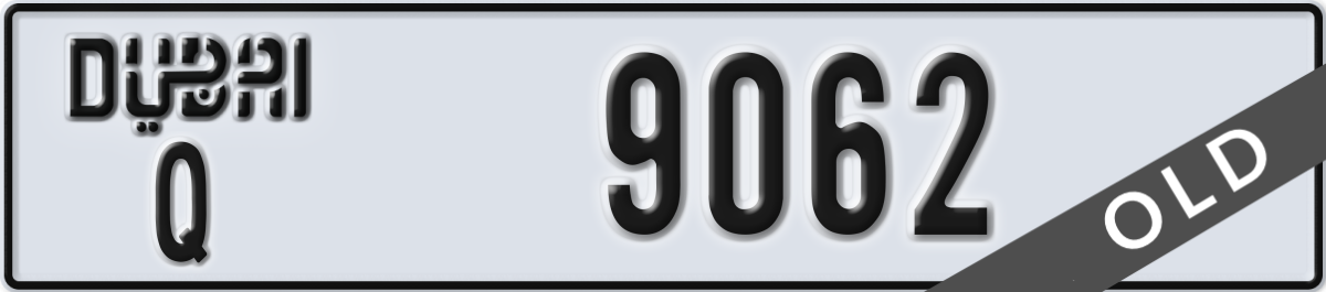 dubai License Plate Number 9062 Code Q