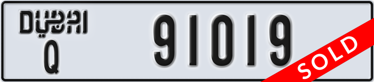 dubai License Plate Number 91019 Code Q