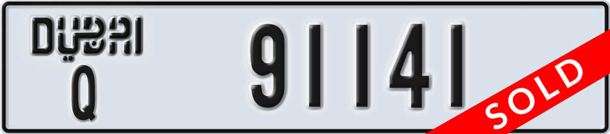dubai License Plate Number 91141 Code Q