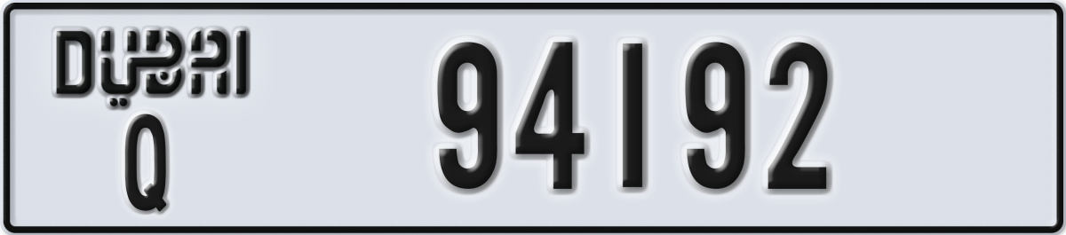 dubai License Plate Number 94192 Code Q