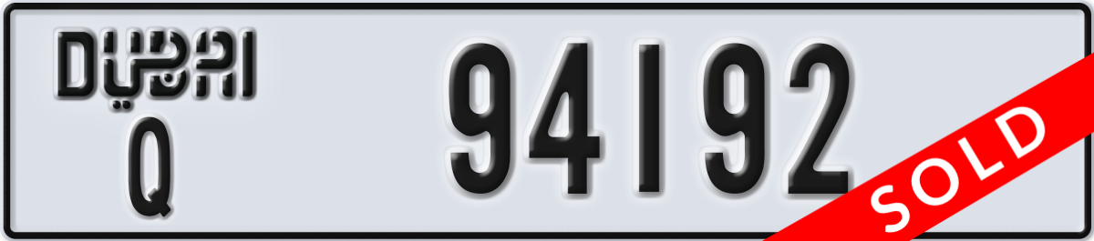 dubai License Plate Number 94192 Code Q