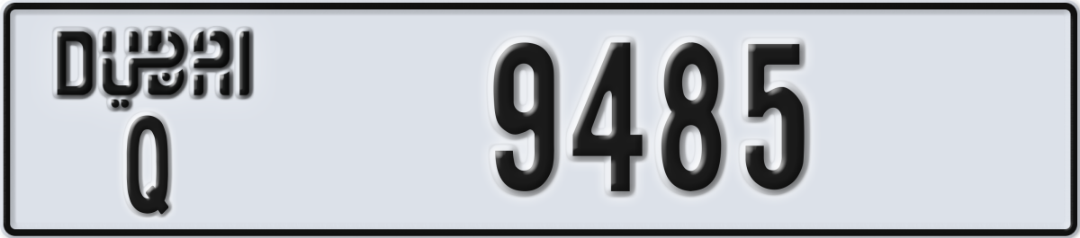 dubai License Plate Number 9485 Code Q