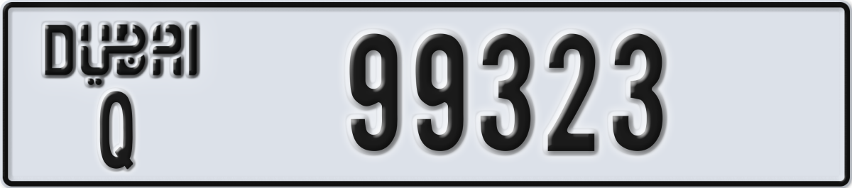 dubai License Plate Number 99323 Code Q