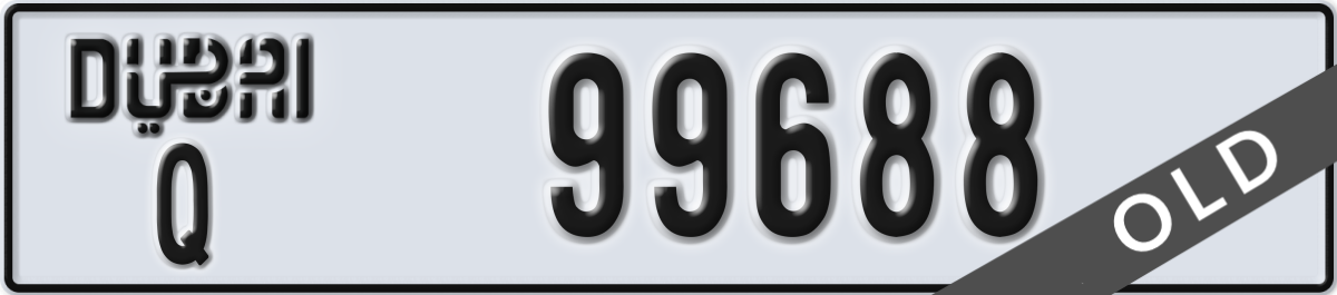 dubai License Plate Number 99688 Code Q