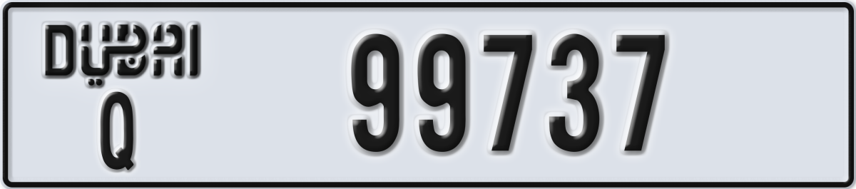 dubai License Plate Number 99737 Code Q