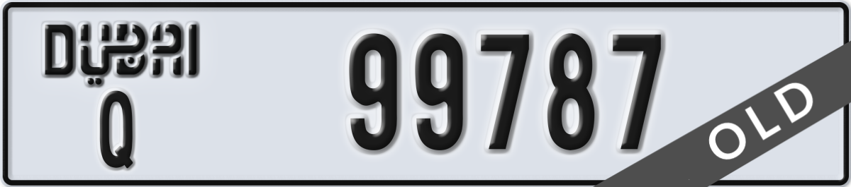 dubai License Plate Number 99787 Code Q