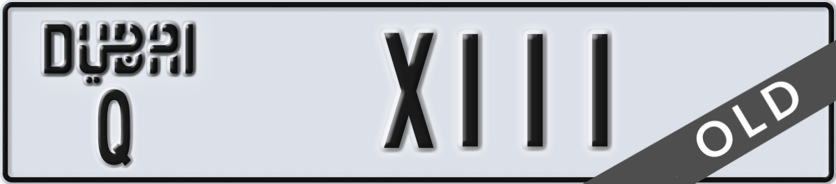 dubai License Plate Number X111 Code Q