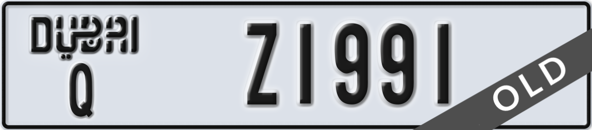 dubai License Plate Number Z1991 Code Q