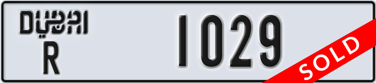 dubai License Plate Number 1029 Code R