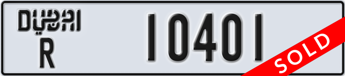 dubai License Plate Number 10401 Code R