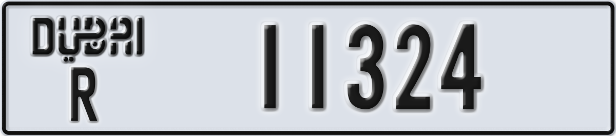 dubai License Plate Number 11324 Code R