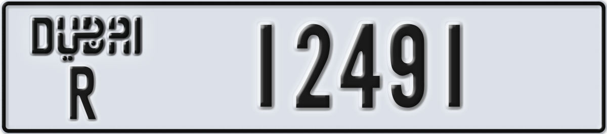 dubai License Plate Number 12491 Code R