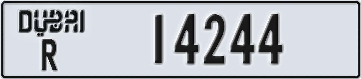 dubai License Plate Number 14244 Code R