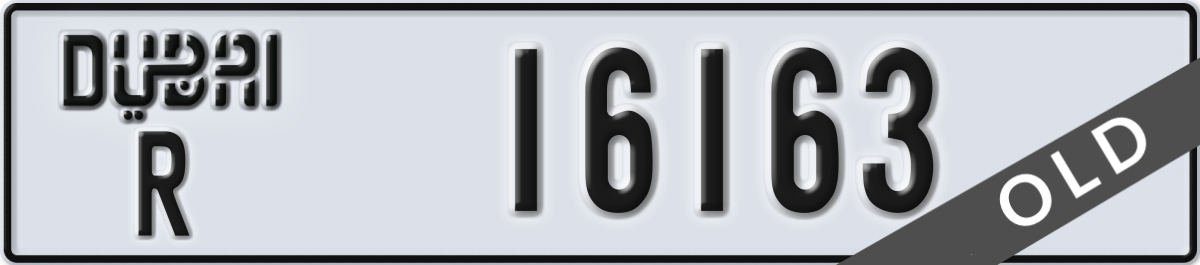 dubai License Plate Number 16163 Code R