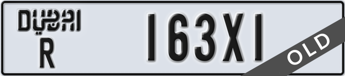 dubai License Plate Number 163X1 Code R