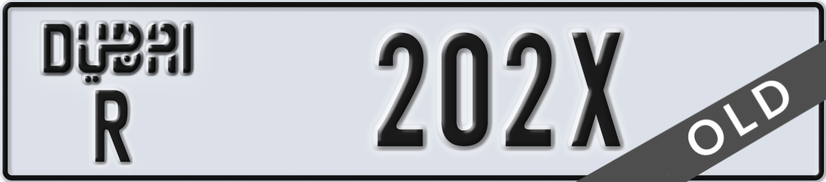 dubai License Plate Number 202X Code R