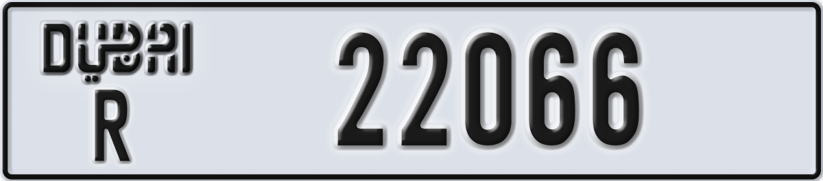 dubai License Plate Number 22066 Code R