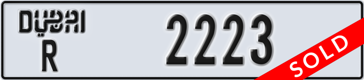 dubai License Plate Number 2223 Code R