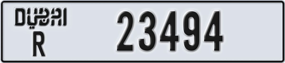 dubai License Plate Number 23494 Code R