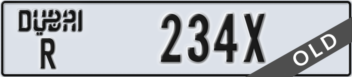 dubai License Plate Number 234X Code R