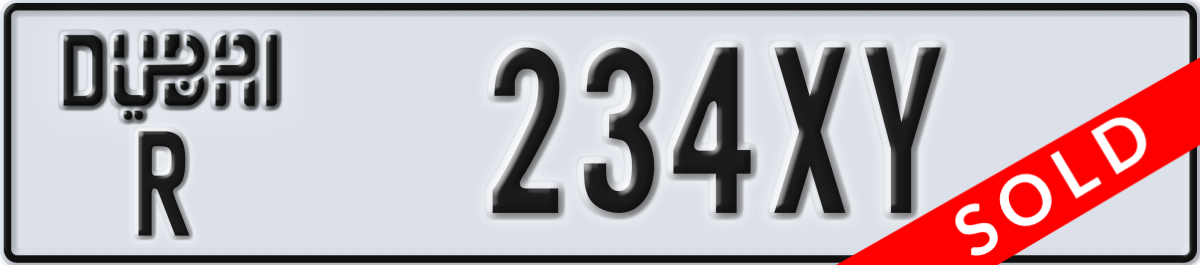 dubai License Plate Number 234XY Code R
