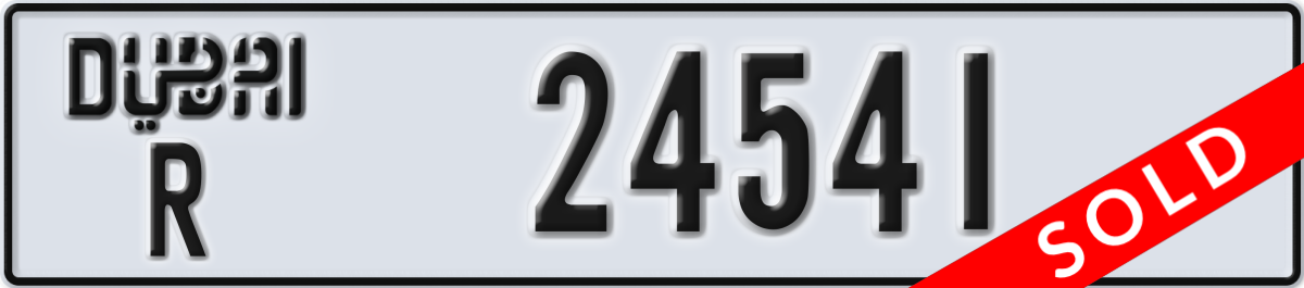 dubai License Plate Number 24541 Code R