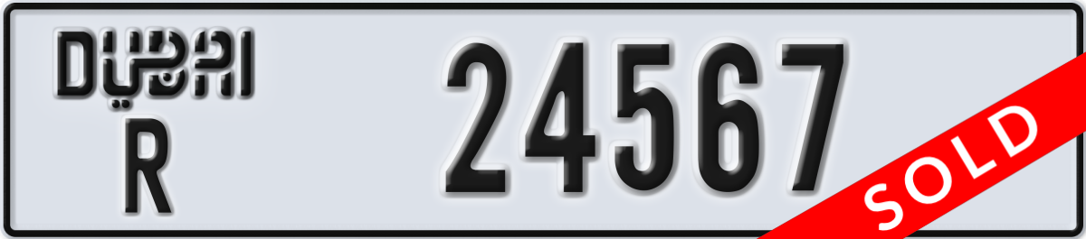 dubai License Plate Number 24567 Code R