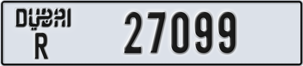 dubai License Plate Number 27099 Code R