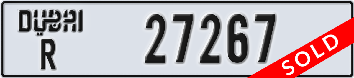 dubai License Plate Number 27267 Code R