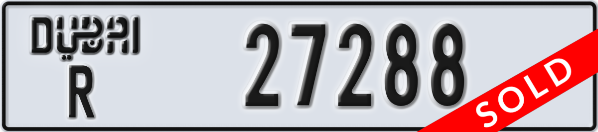 dubai License Plate Number 27288 Code R