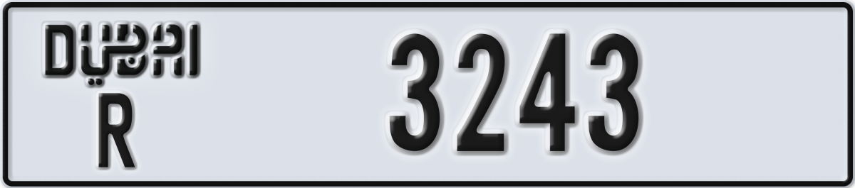 dubai License Plate Number 3243 Code R
