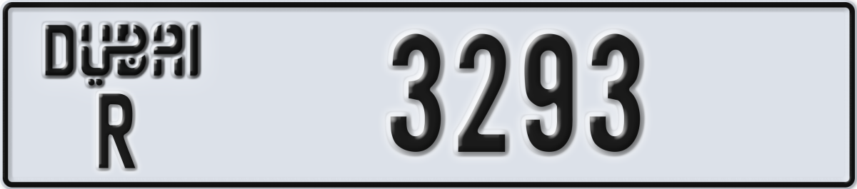 dubai License Plate Number 3293 Code R
