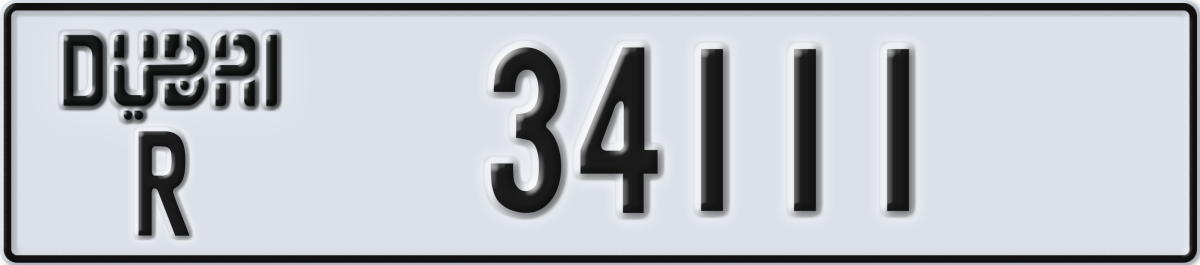 dubai License Plate Number 34111 Code R
