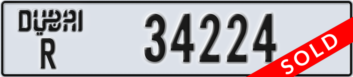 dubai License Plate Number 34224 Code R