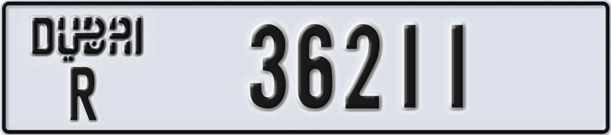 dubai License Plate Number 36211 Code R