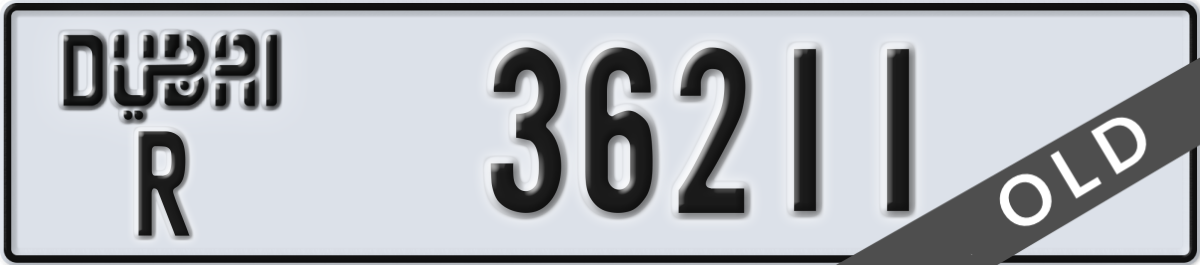 dubai License Plate Number 36211 Code R