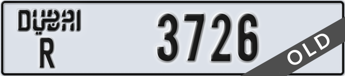 dubai License Plate Number 3726 Code R