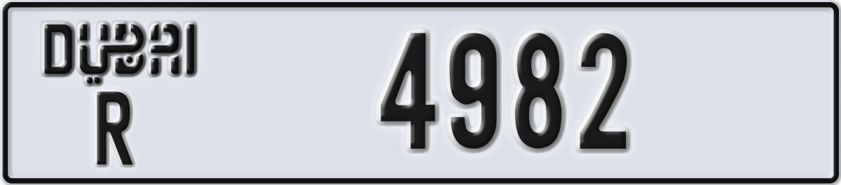 dubai License Plate Number 4982 Code R
