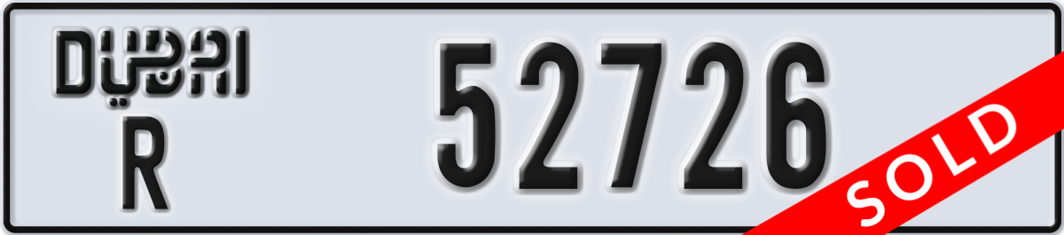 dubai License Plate Number 52726 Code R