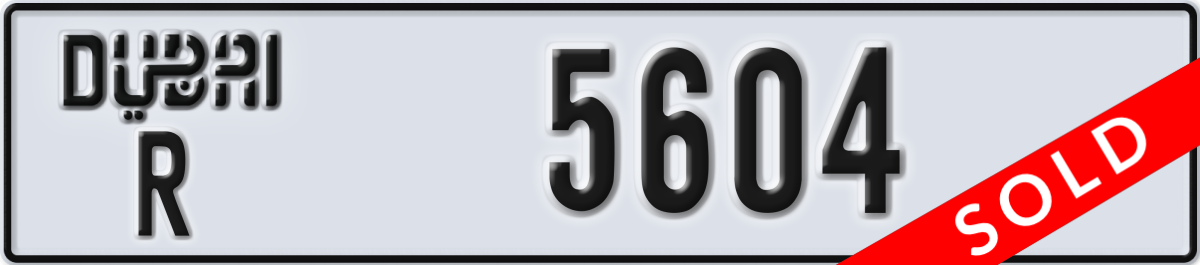 dubai License Plate Number 5604 Code R