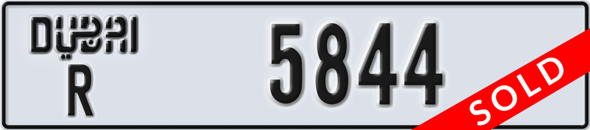 dubai License Plate Number 5844 Code R