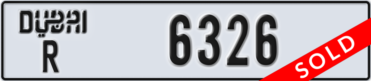 dubai License Plate Number 6326 Code R