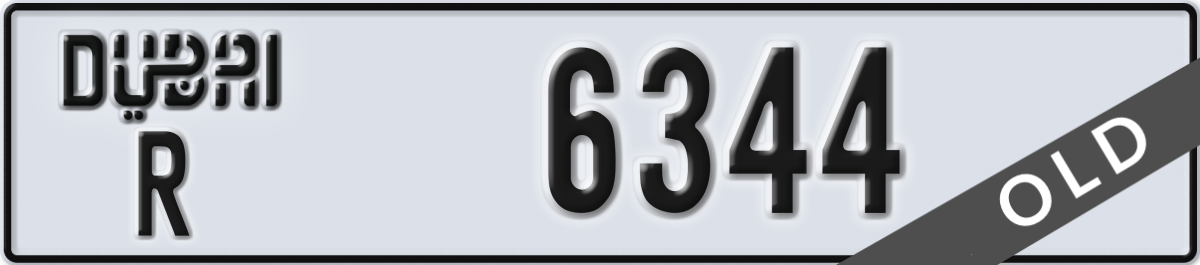 dubai License Plate Number 6344 Code R