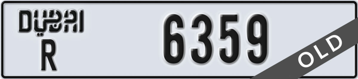 dubai License Plate Number 6359 Code R