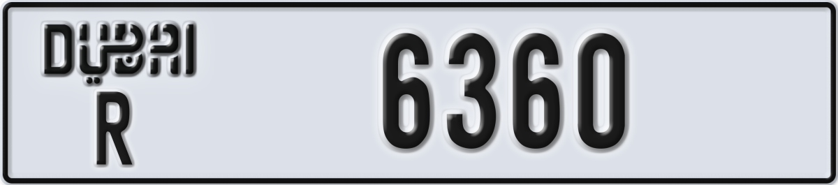 dubai License Plate Number 6360 Code R